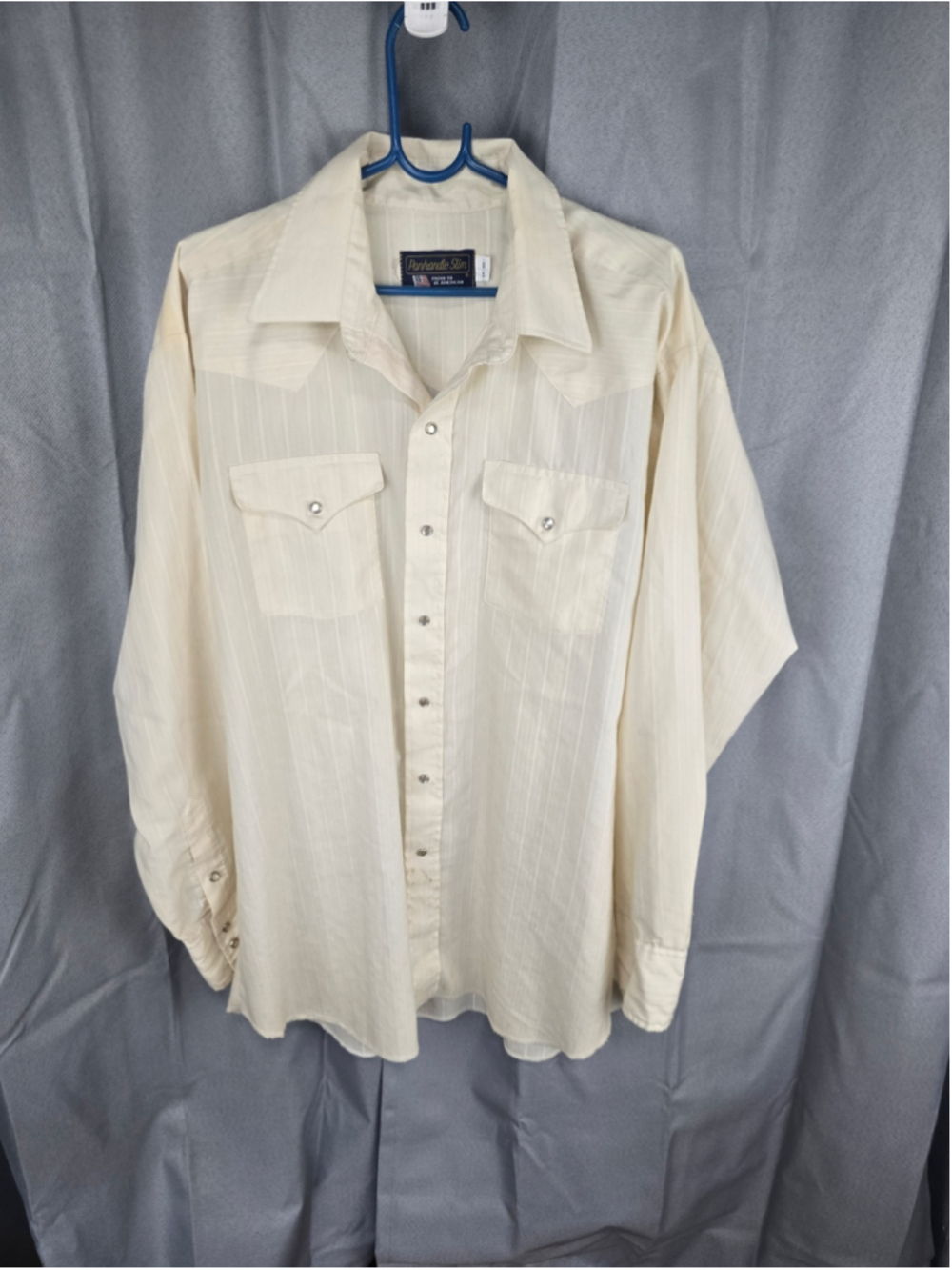 Men's Panhandle Slim Western Button Down Shirt Beige Size 17